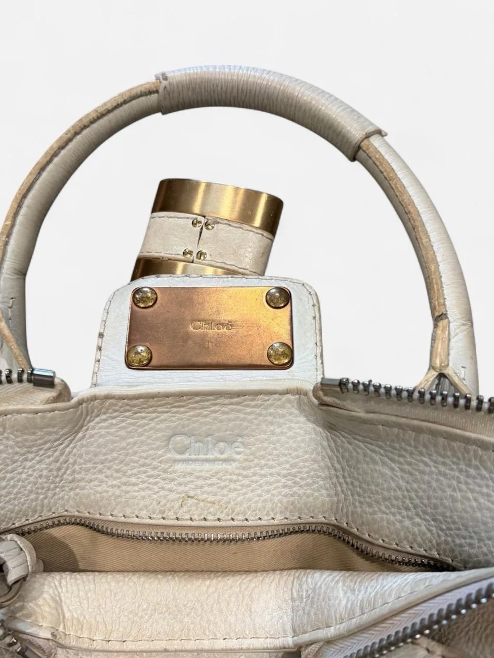 Authentic vintage white Chloé paddington bag